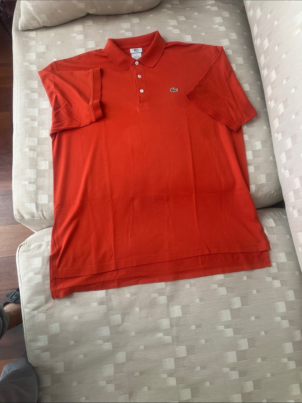 Lacoste Men's Orange-Red Short Sleeve Polo